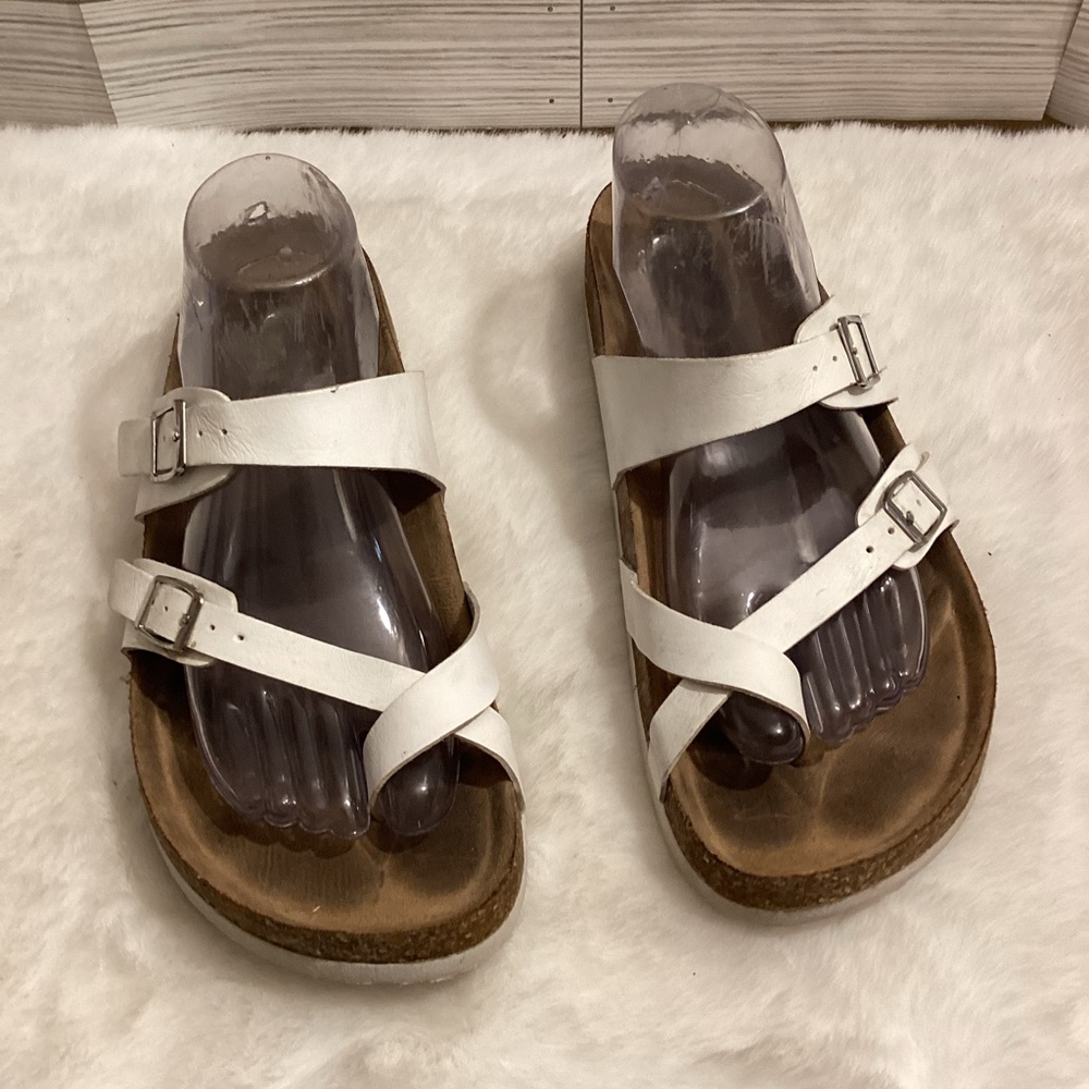 White Strappy Sandals with Buckles